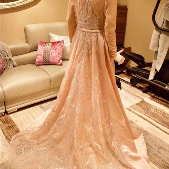 Engagement dress with rhinestones (overskirt, long sleeve) - Picture 2 of 7